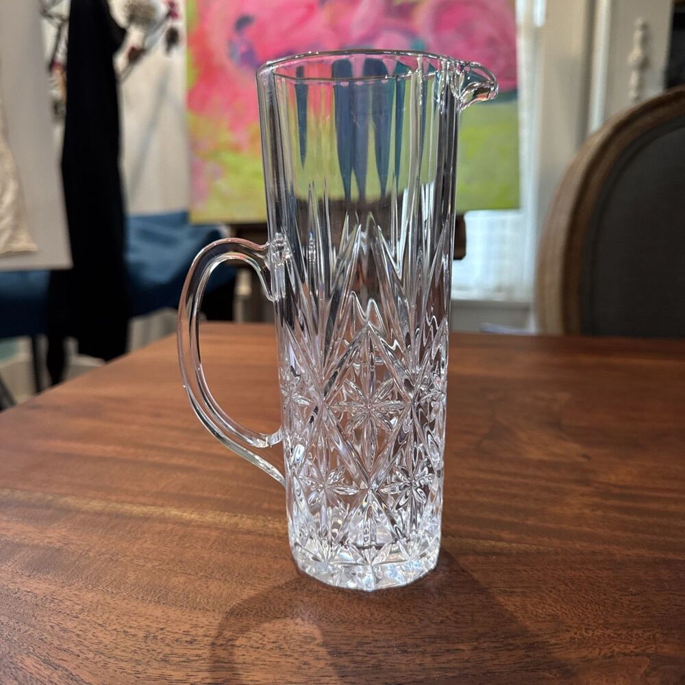 Vintage Crystal D'arques Chantilly Pint Crystal Cocktail Pitcher France Barware